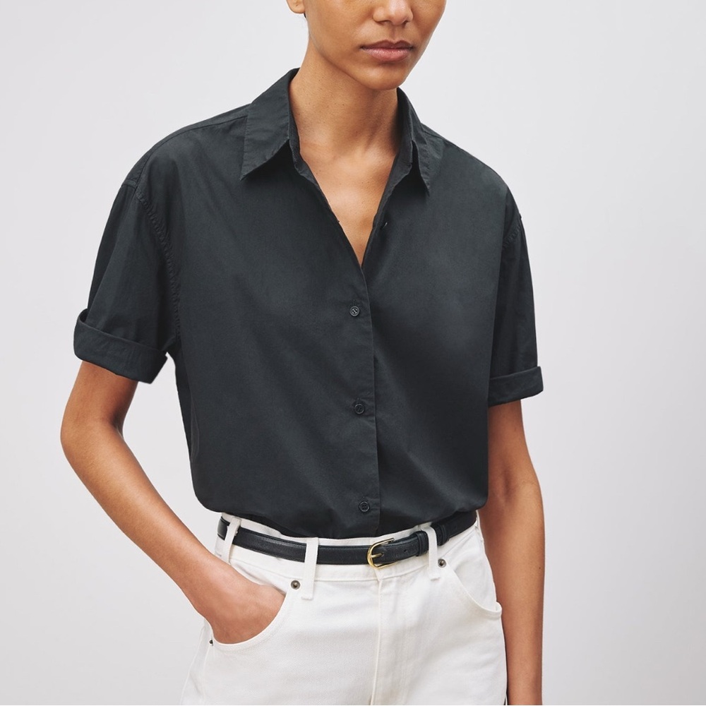 Nili Lotan Alban Black Button Down Shirt - Size S *NEW with Tags*